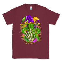 Burgundy Mardi Gras with skeleton hand Classic Tee - HowdyJamesFarm