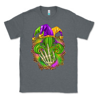 Charcoal Heather Mardi Gras with skeleton hand Classic Tee - HowdyJamesFarm