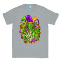Heather Grey Mardi Gras with skeleton hand Classic Tee - HowdyJamesFarm