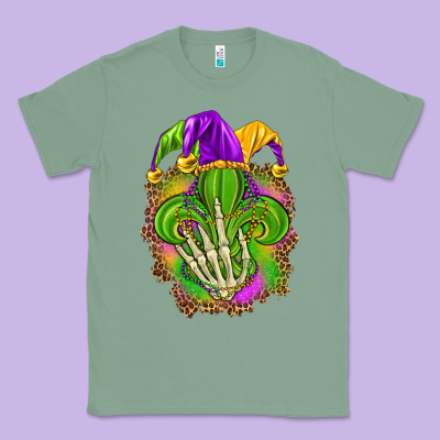 Mardi Gras With Skeleton Hand Classic Tee Designed By Howdyjamesfarm