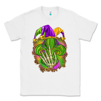 White Mardi Gras with skeleton hand Classic Tee - HowdyJamesFarm