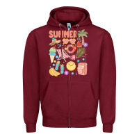Burgundy retro summer Zipper Hoodie - JahusDesignShop