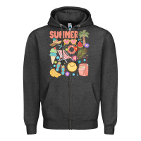 Charcoal Heather retro summer Zipper Hoodie - JahusDesignShop
