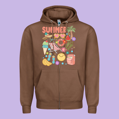 Retro Summer Zipper Hoodie Designed By Jahusdesignshop