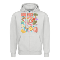 Dove Grey retro summer Zipper Hoodie - JahusDesignShop