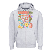 Heather Grey retro summer Zipper Hoodie - JahusDesignShop