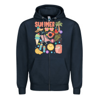 Navy retro summer Zipper Hoodie - JahusDesignShop