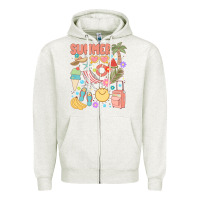 Oatmeal Heather retro summer Zipper Hoodie - JahusDesignShop