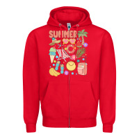 Red retro summer Zipper Hoodie - JahusDesignShop