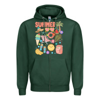 Sports Green retro summer Zipper Hoodie - JahusDesignShop