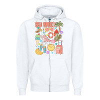 White retro summer Zipper Hoodie - JahusDesignShop