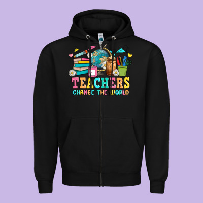 Custom Teacher Zipper Hoodie Designed By Jahusdesignshop
