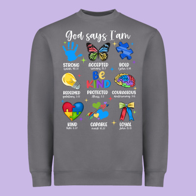 God Says I Am Autism Heavyweight Sweatshirt Designed By Jahusdesignshop