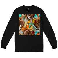 Black thanksgiving turkey seamless pattern Long Sleeve Tee - BundleAndBundleShop