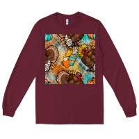 Burgundy thanksgiving turkey seamless pattern Long Sleeve Tee - BundleAndBundleShop