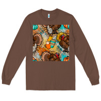 Chestnut thanksgiving turkey seamless pattern Long Sleeve Tee - BundleAndBundleShop
