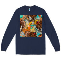 Navy thanksgiving turkey seamless pattern Long Sleeve Tee - BundleAndBundleShop