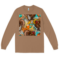 Toasted Coconut thanksgiving turkey seamless pattern Long Sleeve Tee - BundleAndBundleShop