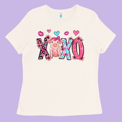 Xoxo Pig Olivia Ladies Tee Designed By Oliviacreatesart