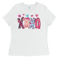 White xoxo pig olivia Ladies Tee - OliviaCreatesArt