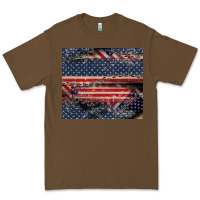 Cacao American flag stitches Premium Tee - CowGirlArtShop
