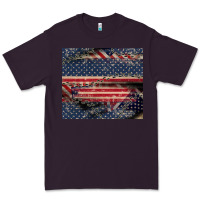 Plum American flag stitches Premium Tee - CowGirlArtShop