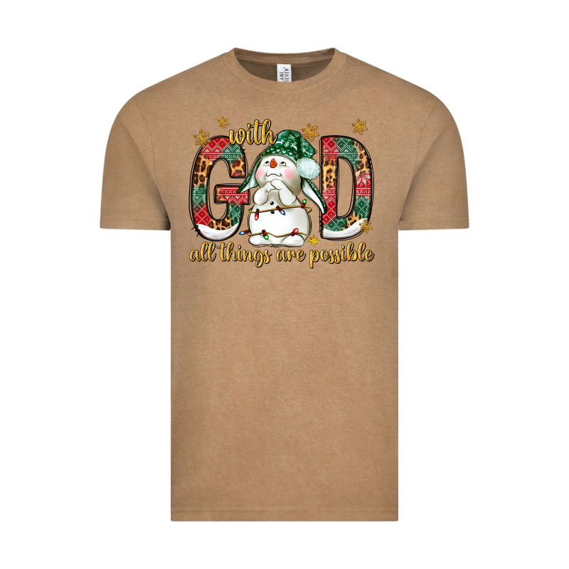 With God All Things Are Possible With Snowman Bbs Vintage Tee by BundleAndBundleShop | Teevron