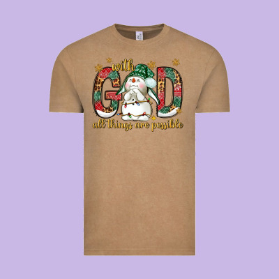 With God All Things Are Possible With Snowman Bbs Vintage Tee Designed By Bundleandbundleshop