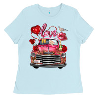 Baby Blue Western Valentines Day Truck Love Bird Letter Ladies Tee - FaDigitalArtStudio