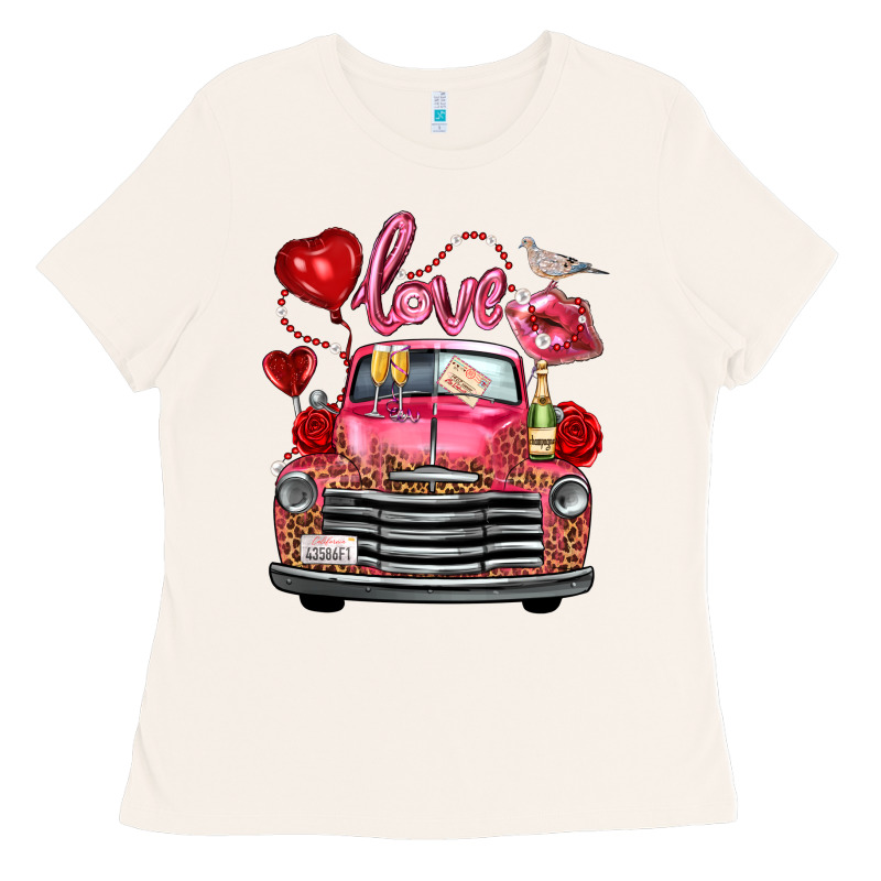 Western Valentines Day Truck Love Bird Letter Ladies Tee by FaDigitalArtStudio | Teevron