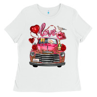 White Western Valentines Day Truck Love Bird Letter Ladies Tee - FaDigitalArtStudio