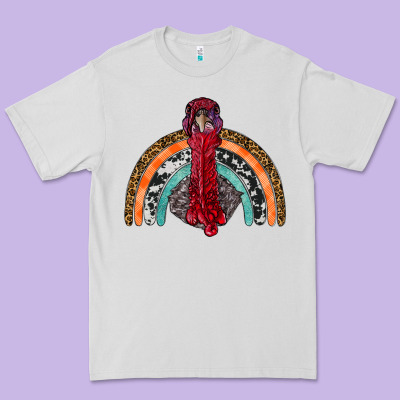 Thanksgiving Turkey Rainbow Premium Tee Designed By Ranaportraitstore