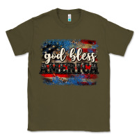 Army Green God bless America  4th of July Classic Tee - CowGirlArtShop