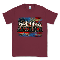 Burgundy God bless America  4th of July Classic Tee - CowGirlArtShop