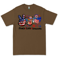 Cacao Peace love fireworks 4th of july Premium Tee - CowGirlArtShop
