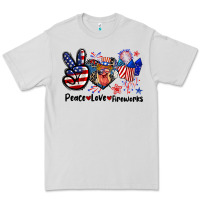 Dove Grey Peace love fireworks 4th of july Premium Tee - CowGirlArtShop