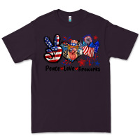 Plum Peace love fireworks 4th of july Premium Tee - CowGirlArtShop