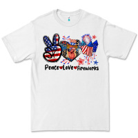 White Peace love fireworks 4th of july Premium Tee - CowGirlArtShop