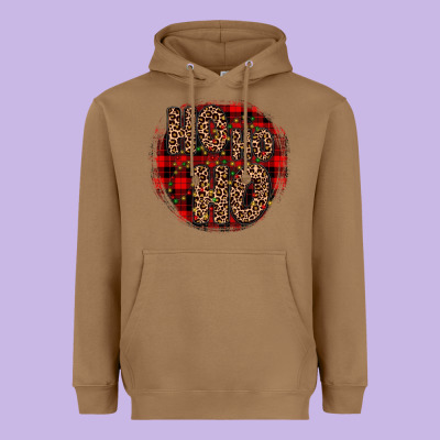 Ho Ho Ho Wood Slice Ornament Heavyweight Hoodie Designed By Jahusdesignshop