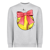 Heather Grey coquette softball bow Heavyweight Sweatshirt - JahusDesignShop
