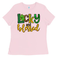 Bubblegum Pink St. Patrick's Lucky and blessed Ladies Tee - OliviaCreatesArt