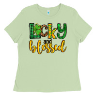 Matcha St. Patrick's Lucky and blessed Ladies Tee - OliviaCreatesArt