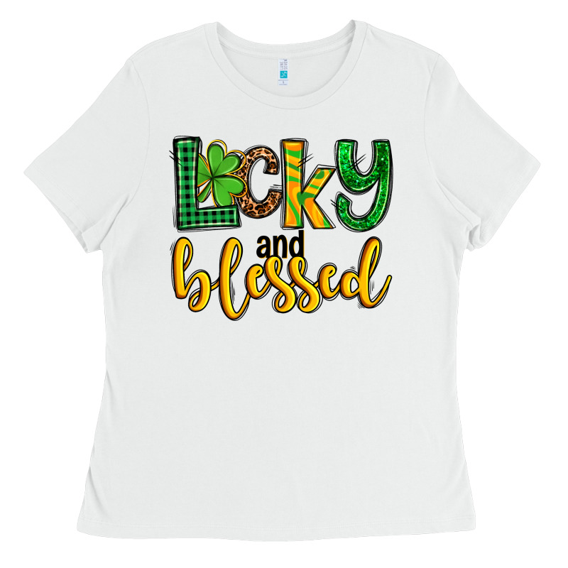 St. Patrick's Lucky And Blessed Ladies Tee by OliviaCreatesArt | Teevron