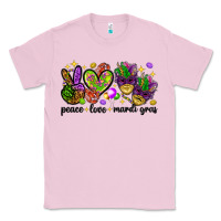 Bubblegum Pink Peace Love Mardi Gras Classic Tee - HowdyJamesFarm