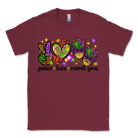Burgundy Peace Love Mardi Gras Classic Tee - HowdyJamesFarm