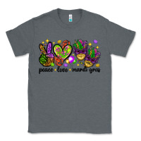 Charcoal Heather Peace Love Mardi Gras Classic Tee - HowdyJamesFarm