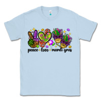 Dusty Blue Peace Love Mardi Gras Classic Tee - HowdyJamesFarm