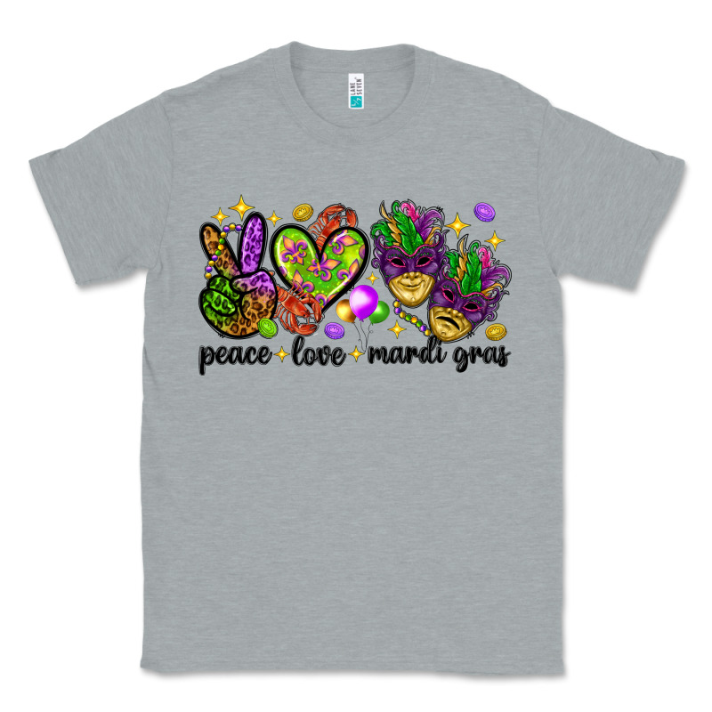 Peace Love Mardi Gras Classic Tee by HowdyJamesFarm | Teevron
