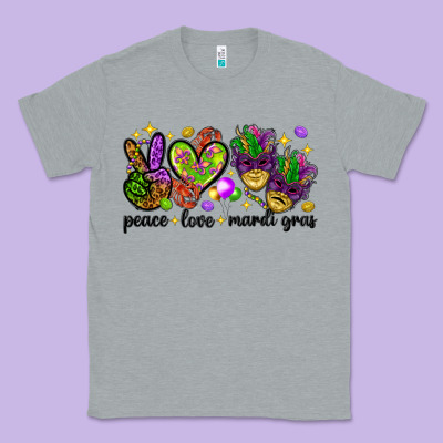Peace Love Mardi Gras Classic Tee Designed By Howdyjamesfarm