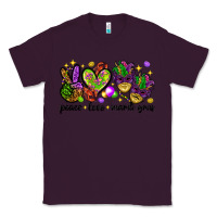 Plum Peace Love Mardi Gras Classic Tee - HowdyJamesFarm